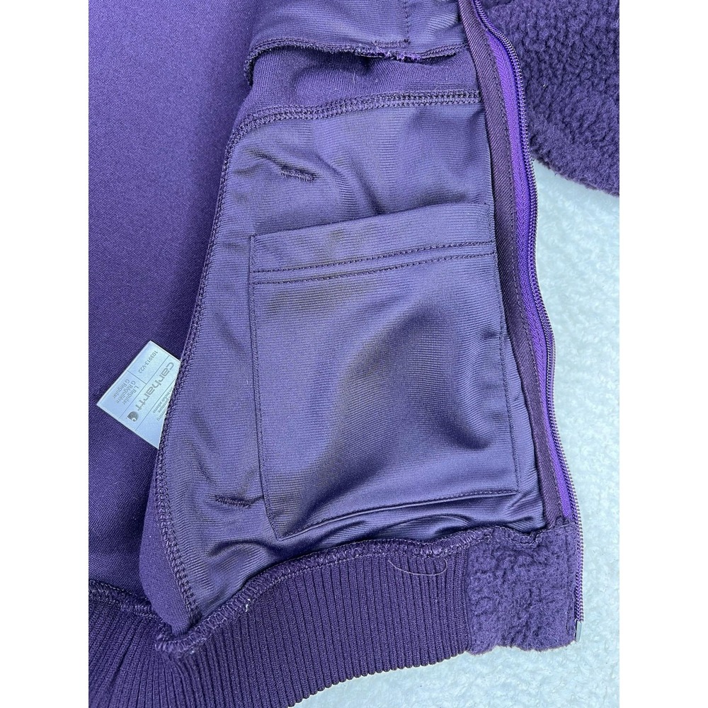 Carhartt Jacket Womens Large Purple Sherpa Fleece Full Zip Workwear 103913 - Picture 6 of 11